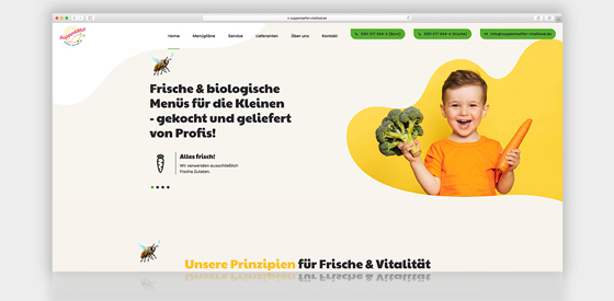 Creative and special: New website for organic catering company Suppenlöffel Vitalfood GmbH