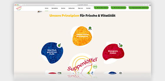 Creative and special: New website for organic catering company Suppenlöffel Vitalfood GmbH
