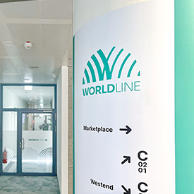 Signage and branding for WORLDLINE