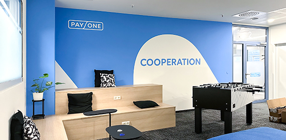 Branding and signage for new Payone office space in Frankfurt