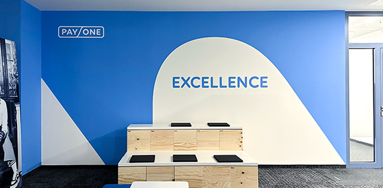 Branding and signage for new Payone office space in Frankfurt