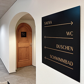 Signage for the Lifestyle Hotel Alpina in Klosters, Switzerland